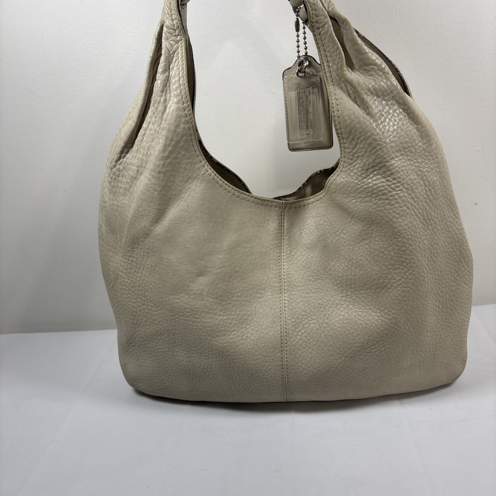 VTG Coach Julia Hobo Shoulder Bag Beige Oatmeal Pebble Leather Slouchy Purse Y2K - Picture 3 of 16